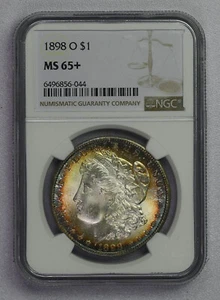 Dólar O Morgan 1898 NGC MS65+ Tonificación Bullseye - ¡Gran objetivo tonificado! - Imagen 1 de 4