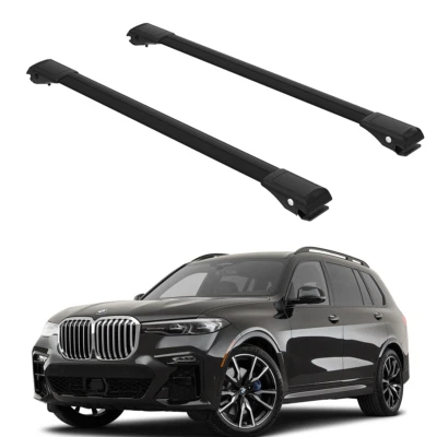 Juego de barras transversales para portaequipajes de techo para BMW X7 2019-2024 juego negro Foto 1 de 4