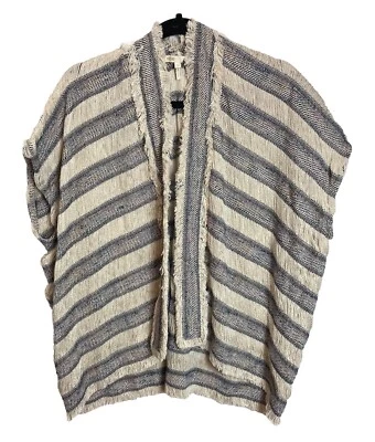 Maje Cardigan Jacket TU One Size Boho Fringe Open Front Topper Metallic Details - Image 1 of 4