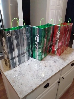 Three 16x18 Marshall Field 2000s Holiday Xmas Paper Shopping  Bags!!! - Image 1 of 4
