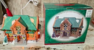 Downhome Christmas village lighted porcelain The Outfitters log cabin lodge - Picture 1 of 7