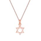 Solid 18ct rose gold plated sterling silver Star of David pendant - 18 Inches