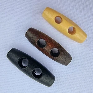 LUXUS HOLZ KNEBELKNÖPFE - 30 MM, SCHWARZ, BRAUN, HELLES HOLZ, GROSS, UK - Bild 1 von 8