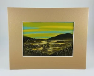 Landscape art by artist Jason Girard in yellow to black comes with a matte board - Picture 1 of 4