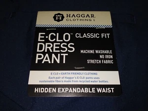 Haggar Men's Eclo Stria Classic Fit Flat Front Expandable Dress Pants 54 X 34 - Picture 1 of 6