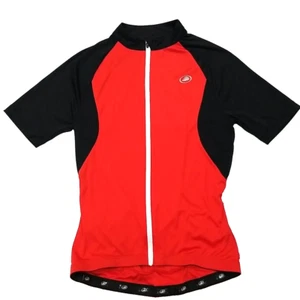 Camiseta deportiva de ciclismo Performance Elite para hombre M roja cremallera completa cuello falso bloque de color - Imagen 1 de 11