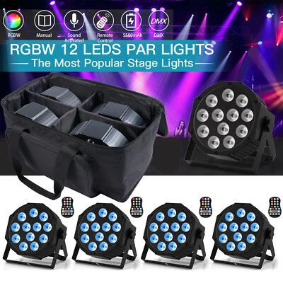 GDJRTTK Foco 4 piezas RGBW 120W Par DMX recargable fiesta luz de escenario faros