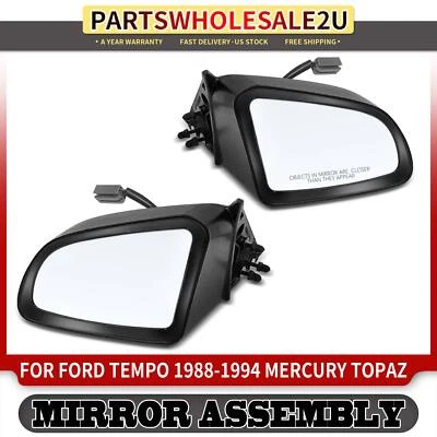 Espejo retrovisor 2 piezas con ajuste de vidrio eléctrico negro para Ford Tempo Mercury Topaz 1988-1994 Foto 1 de 4