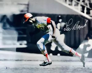LOU BROCK SIGNED METALLIC 16X20 PHOTO ST. LOUIS CARDINALS HOF AUTOGRAPH BAS 409 - Picture 1 of 1