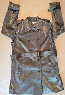 NWOT Joan Rivers-The New Classic Trench Coat In Green W Leopard Lining Sz L - Image 1 of 4