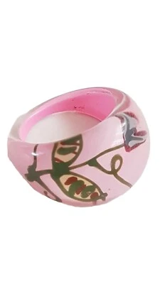 OP Q 55-58mm ROSA Vintage LUCITE Cúpula Resina 1 Flor de Tulipán Grueso Anillo Joyería Foto 1 de 3