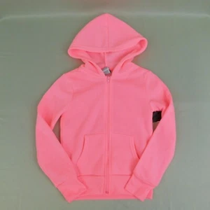 Diva Girl's Full-Zip Fleece Hoodie Jacket - Neon Pink, 6/6X Small #1231 - Picture 1 of 9