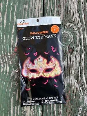 WAY TO CELEBRATE Halloween Pink Tiara Glow Eye-Mask Party Mask 10.5” X 5.5” - Image 1 of 4