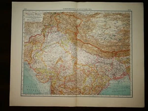 DOUBLE-PAGE MAP-INDIA,NORTH PART,PAGE 158-159 , ANDREE GREAT WORLD ATLAS- 1914 - Picture 1 of 2