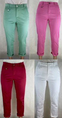 Ex M&S Ladies Roma Rise Cropped Crops Trouser Pant Stretch 6-24 Chino Per Una - Image 1 of 4