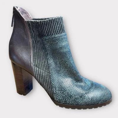 Donald Pliner Hudson Botas Tacones Cremallera Trasera Cuero con Metal Negro/Marrón Multi 7.5 Foto 1 de 4