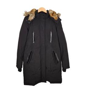RUD BY RUDSAK Winter Coat Women's Large Black Faux Fur Trim Down Feathers Parka - Picture 1 of 18