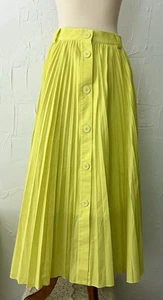 Ted Baker London Skirt 4(US SIZE 12) Pleat Midi BRT-GREEN Button Down Classy NWT - Picture 1 of 21