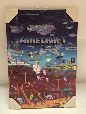 Minecraft Printed Plaque - Wall Mounted Video Game Art JINX Mojang 12” x 8” New - Image 1 of 3
