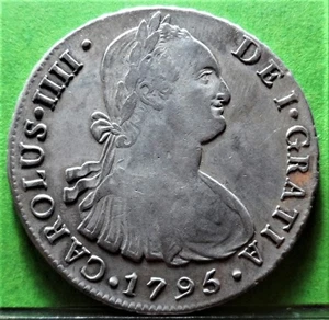 CARLOS IV, 8 Reales, 1795, LIMA -IJ, COLONIAL SPANISH, Silver. - Picture 1 of 2