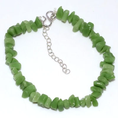 Brazalete con cuentas enchapado en plata 925 calcedonia verde 8-2" mujer regalos JW Foto 1 de 3