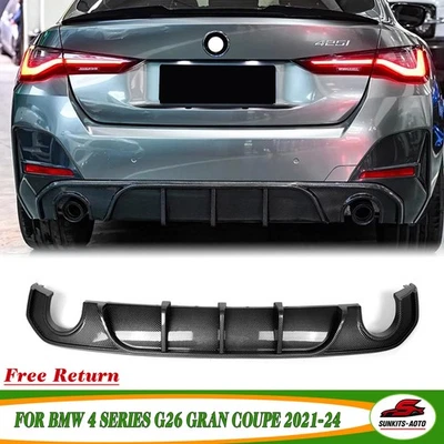 For BMW 4 Series G26 430i Gran Coupe 2021-24 Rear Bumper Diffuser Carbon Look Foto 1 de 4
