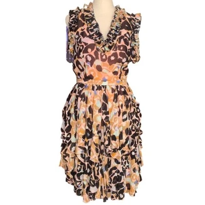 Vestido Matthew Williamson Estampado Animal Vaina Hasta la Rodilla Sin Mangas Cuello en V Foto 1 de 4