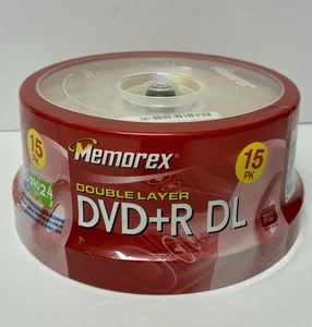 Memorex DVD+R DL Double Layer 8.5GB 240min 2.4x Pack of 15 Brand New Sealed - Picture 1 of 6