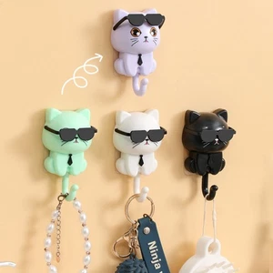 Carino Cartone Animato Gatto Chiave Gancio Organizzatore da Parete per Decorazione Casa Stoccaggio - Foto 1 di 28