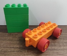 LEGO Duplo Train Car Flat Bed Vehicle Base 4x 2x4 Green Building Blocks 