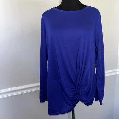 Nuevo con etiquetas Camiseta Xersion Top Para Mujer XL Azul Manga Larga Cuello Redondo Torcido Frontal Activoar Foto 1 de 4