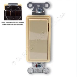 Interruptor basculante de 3 vías iluminado Hubbell Ivory SnapConnect 15A SNAP2103ILINA - Imagen 1 de 6