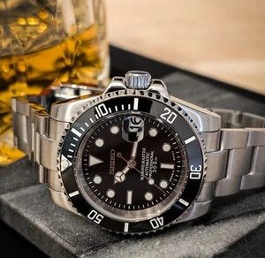 Lunetta ceramica cristallo zaffiro automatico modificato nero classico stile sub - Foto 1 di 4