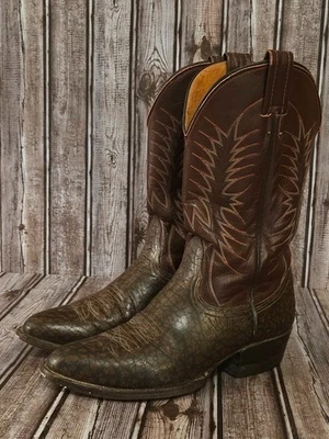 Botas caubói faroeste masculinas vintage Nocona Borgonha couro caribu exótico tamanho 9 D - Imagem 1 de 4