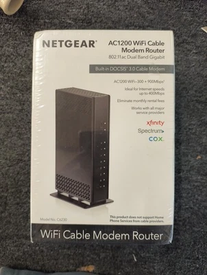 Netgear AC1200 WiFi Cable Modem Router (C6230) 802.11 AC Dual Band Gigabit, B1 - Image 1 of 3