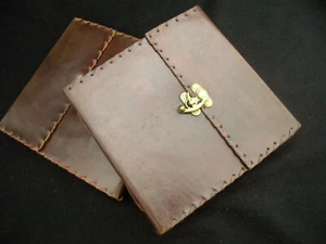 Diario cuaderno de bocetos de cuero grande - captura de latón fundido - papel hecho a mano - Imagen 1 de 8