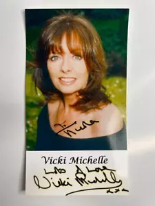 Signed Vicki Michelle 3.5 x 6.5" Still Photo Card British TV stage movie actress - Foto 1 di 5
