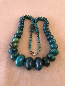 "Collar NAVAJO grande y pesado con cuentas graduadas de crisocola de plata de ley 925 23""" - Imagen 1 de 12