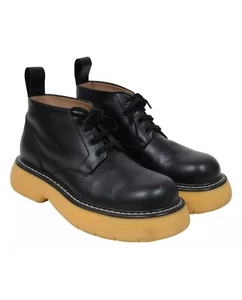 Bottega Veneta Men Bounce Ankle Boots Size 41 Black Leather Chunky Gum Sole - Picture 1 of 12