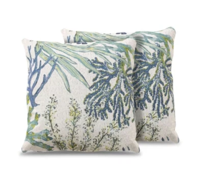 2 ELuxury Coral Reef Oceanside 24" x 24" Pillow Cases Beach Ocean Sea life Blue - Image 1 of 3