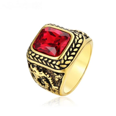 男式方形石印章戒指 不锈钢 Dargon Pinky Statement 尺寸 7-13 — 第 1/4 张图片