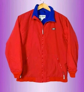 Vintage LL Bean Warm-Up Red Jacket Blue Inside Fleece Kids Jacket  - Picture 1 of 13