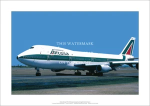 Alitalia Boeing 747-243B A3 Art Print - Departing Sydney – 42 x 29 cm Poster - Picture 1 of 3