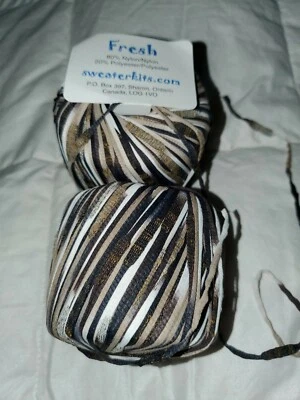 LOTE "Fresco" 2 Madejas #82 Marrón Variegado Grueso y Fino Cinta Hilo Hecho en Italia Foto 1 de 4