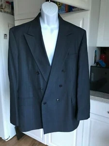 Blazer Haggar Imperial para hombre usado talla 44 azul/gris con líneas - Imagen 1 de 8