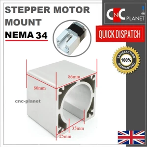 Nema 34 Stepper Motor Mount 86mm Aluminium Bracket Base Silver CNC UK FAST - Picture 1 of 6