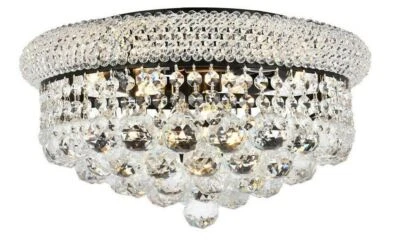 Chandelier Crystal Balls Flush Mount Ceiling Light Fixture Black Chrome 16" - Image 1 of 4