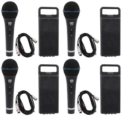 4 Rockville RMM-XLR Dynamic Cardioid Professional Metal Microphones w/XLR Cables - Image 1 of 4