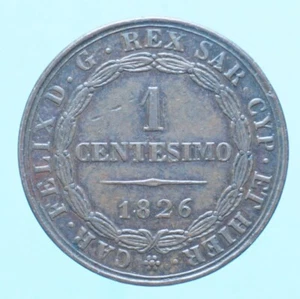 CARLO FELICE CENTESIMO 1826 TORINO MONETE DA COLLEZIONE RAME COPPER CURRENCY - Bild 1 von 2