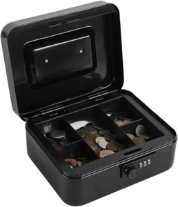 Steel Cash Box Safe with Combination Lock,Money Safe Box with Removable Coin ... - Picture 1 of 12